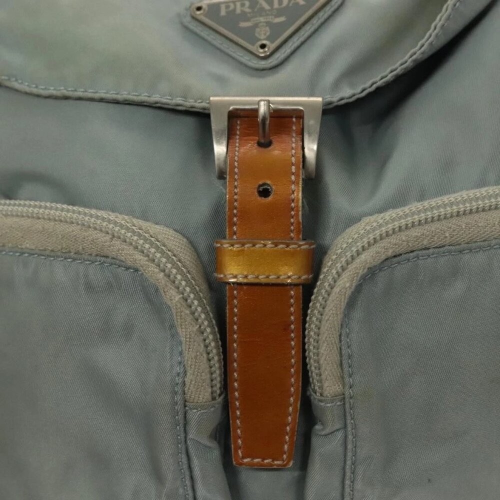 PRADA Backpack Nylon Light Blue Silver Auth - Picture 11 of 16